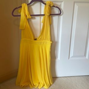 Forever 21 yellow plunge neck mini dress in yellow